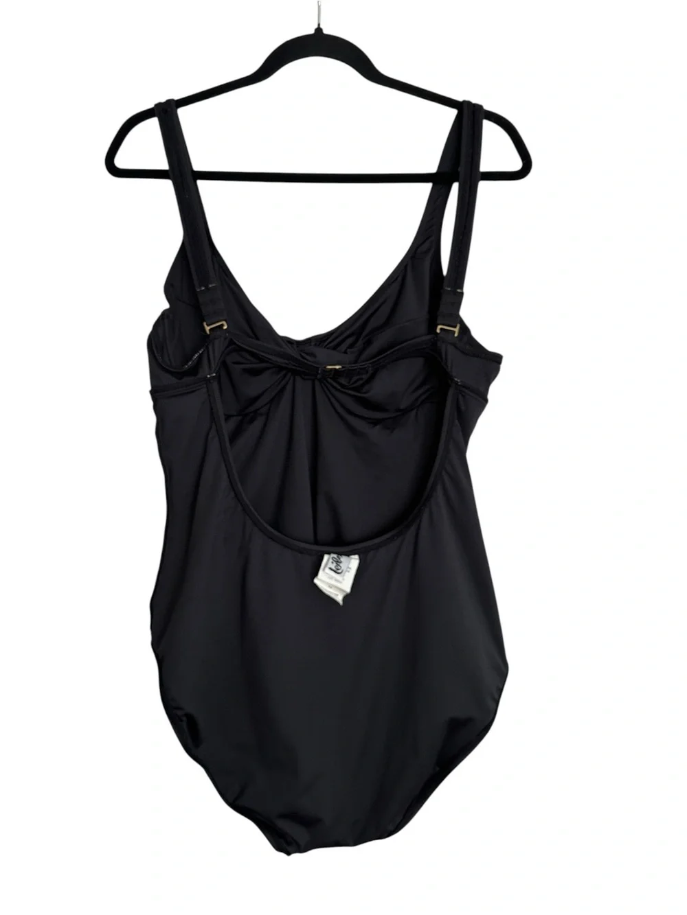 LEILANI Black One Piece Swimsuit Sz 14 Underwire Tummy Control Adjustable Straps